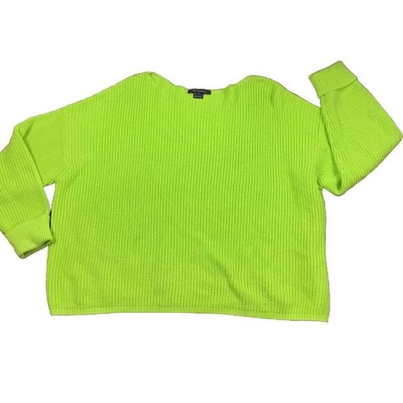 French Connection FCUK Women’sSmall KelleyGreen Ribbed Cuffed Boat Neck Sweater - Picture 1 of 8